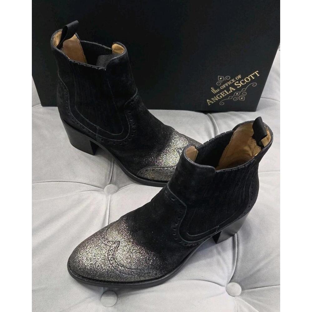 The Office Of Angela Scott Mr Smith Metallic Cap Toe Chelsea Boot Womens Shoe 36